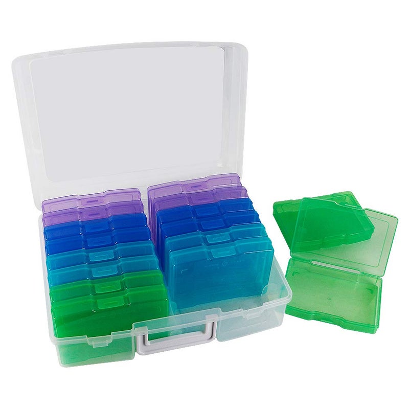 novelinks Transparent 4" x 6" Photo Organizers and Photo Storage Box with Handle, 16 Inner Photo Cases, Portable Picture Organizers & Photo Storage Containers (Cool-Colored) - Image 4